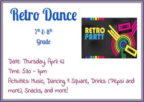 FGMS 7th & 8th Grade Retro Dance April 12th
