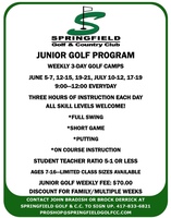 SUMMER GOLF OPPORTUNITIES FOR K-8TH GRADE STUDENTS