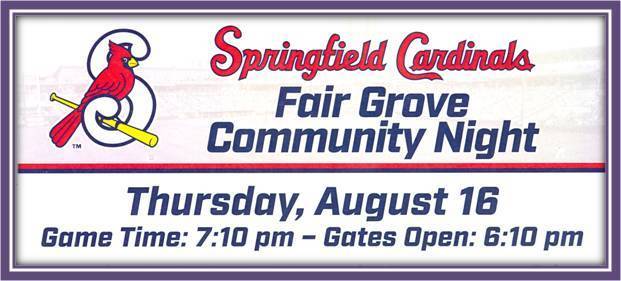 Fair Grove Community Night @ Springfield Cardinals Aug. 16th