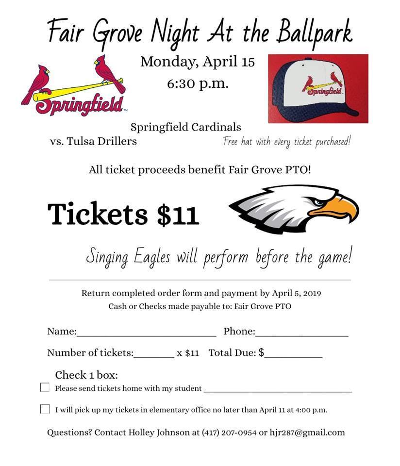 FG Night at Springfield Cardinals April 15th