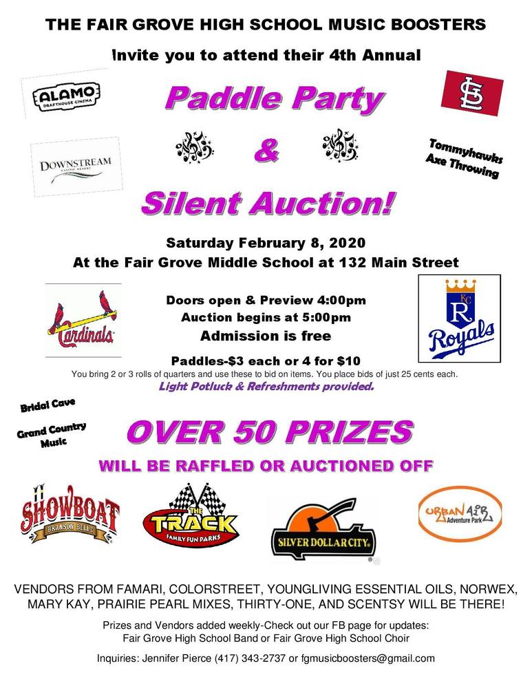 Music Boosters Paddle Party Feb. 8th