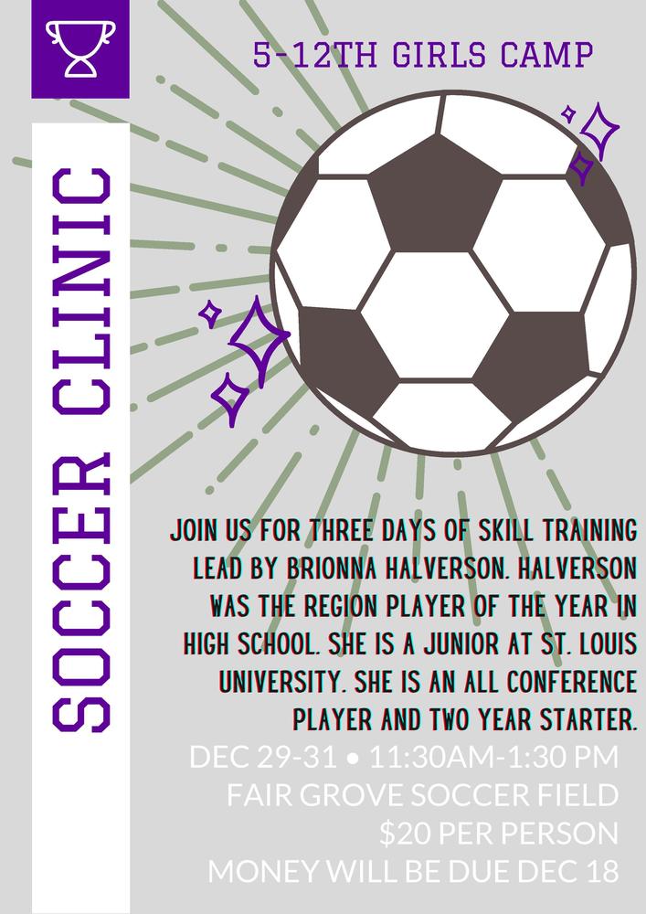 Soccer Clinic Dec. 29-31