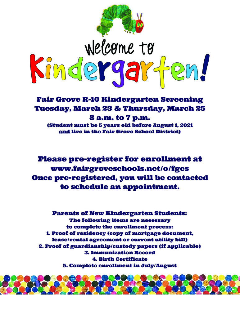 Kindergarten Screening Flyer