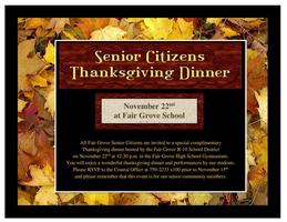 Senior Citizens Thanksgiving Dinner Nov. 22nd at FG SCHOOL