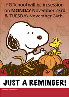 School in session Mon. Nov. 23 & Tues. Nov. 24